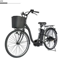New BLACK /Silver PAS 26” Electric Steel Frame Front Basket Bicycle 