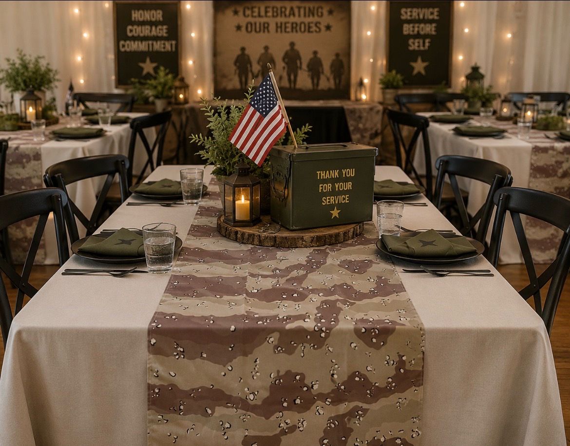 Custom Made Table Runner - Authentic Military Camo Fatigue Fabric - 82" L x 30.5" W