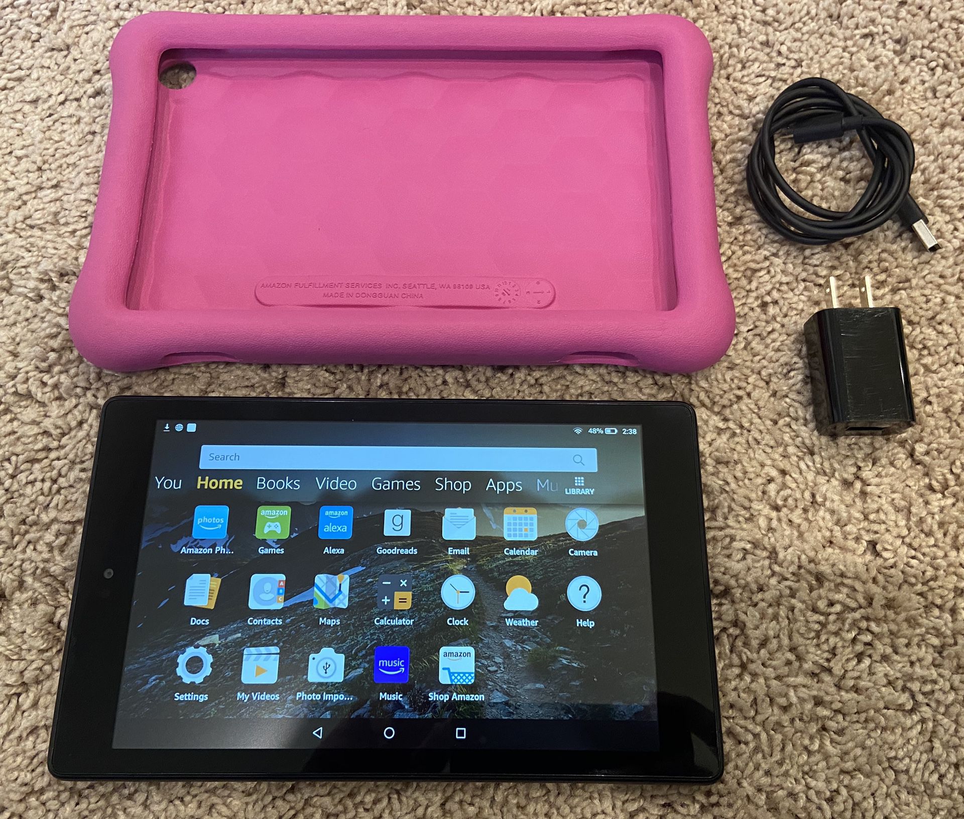 Kindle Fire HD 8” 32GB Tablet with Pink Kid-proof case