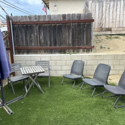 Outdoor Furniture Set, Umbrella & BBQ Grill  OBO