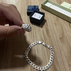 Nugget ring and 925 bracelet