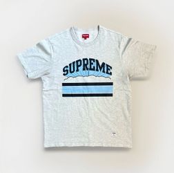 Supreme Men's Graphic Logo Crew Neck Short Sleeve Cotton T-Shirt L Gray