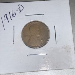 1916 D Good Lincoln Wheat Cent Copper Penny. 