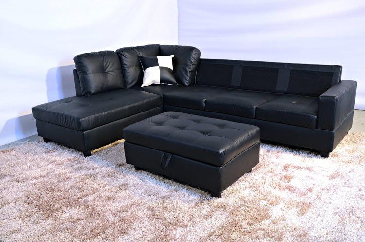SECTIONAL SOFA WHITH OTTOMAN  BLACK/RED/WHITE/BROWN