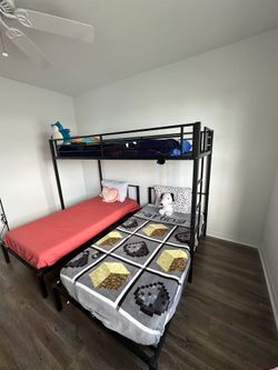 Bunk beds for three including mattress, all three