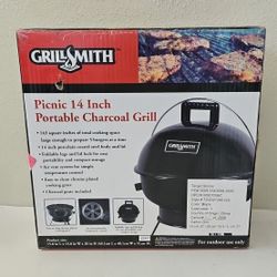 Grill Smith Portable Charcoal BBQ Grill 14" New