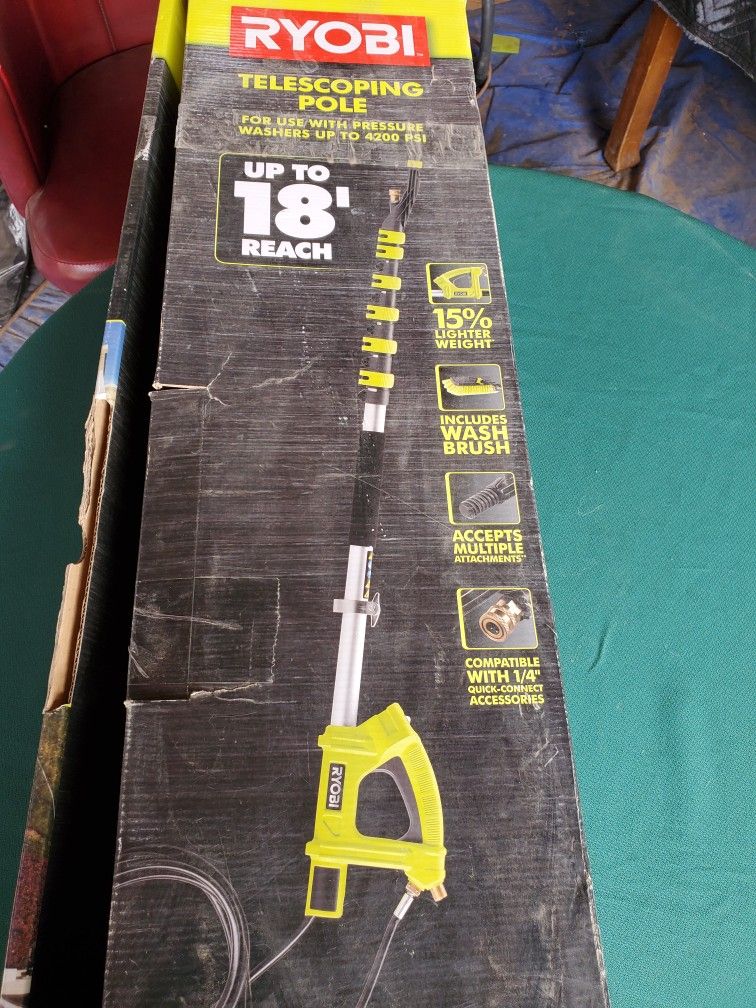 RYOBI TELESCOPING POLE FOR USE WITH PRESSURE WASHERS UP TO 4200 PSI