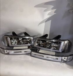 Open Box 2003-2023 Chevy Express/GMC Savana LED DRL Chrome/Clear Headlights