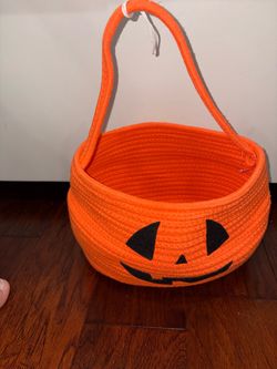 Halloween Pumpkin Rope Basket with Handle