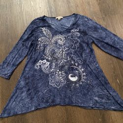 Womans Blue Tunic Shirt Size Medium By Dressbarn #10