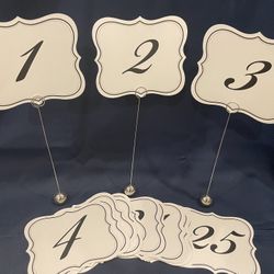 Decorative Table Number Cards 1-25