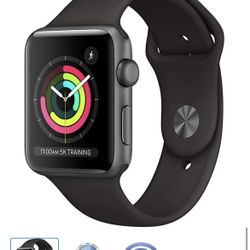 Apple Watch Series 3 38MM Space Gray Aluminum Case Black Sport Band 