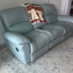 Blue Leather Couch (reclining)