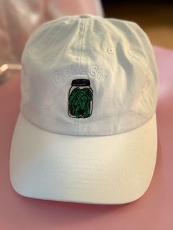 Pickle Girl Embroidered Jar of Pickles White Dad Hat Baseball Cap Adjustable