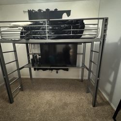 Sturdy Metal Loft Bed Frame w/ Desk – Excellent Condition