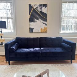 Blue Velvet 3-Seater Sofa