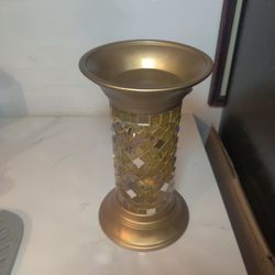 Gold Mosaic Column Candle Holder