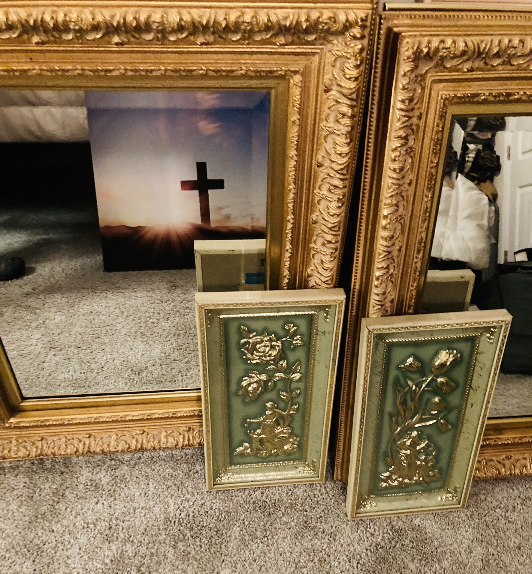 LAST CHANCE !2 Antique French Gilded Solid Wood Mirror/ 22k Overlay