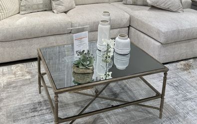 Aged Gold Finish Rectangular Cocktail Table