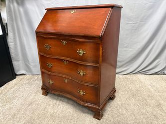 Vintage Mahogany Chippendale 3-Drawer Secretary Desk