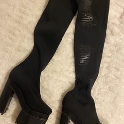 Darker Wavs Stretch Thigh High Platform Boots Size 8