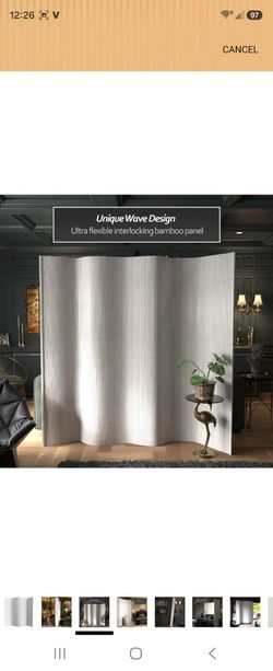 Like new ✅️ Red Lantern 7 ft. Tall Bamboo Wave Screen - White