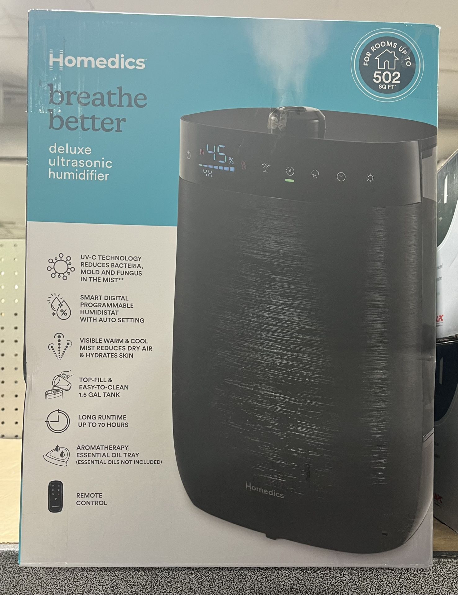 Homedics breathe better deluxe ultrasonic humidifier $49.99
