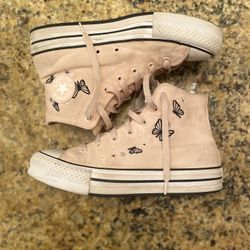 Pink Converse with Butterfly’s 