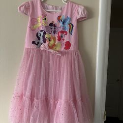 Vestido De Fiesta Rosa De Tul Con Personajes De My Little Pony Size 2/3