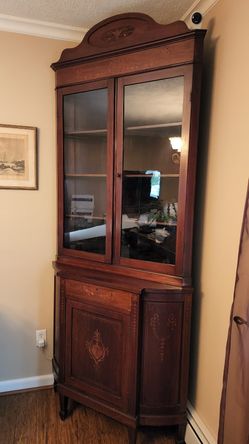 Antique  Inlay Corner Cabinet 