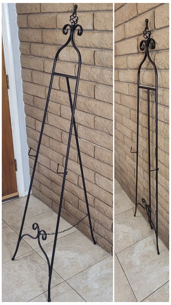 63" Black Deco 79 Metal Scroll Display Easel Adjustable