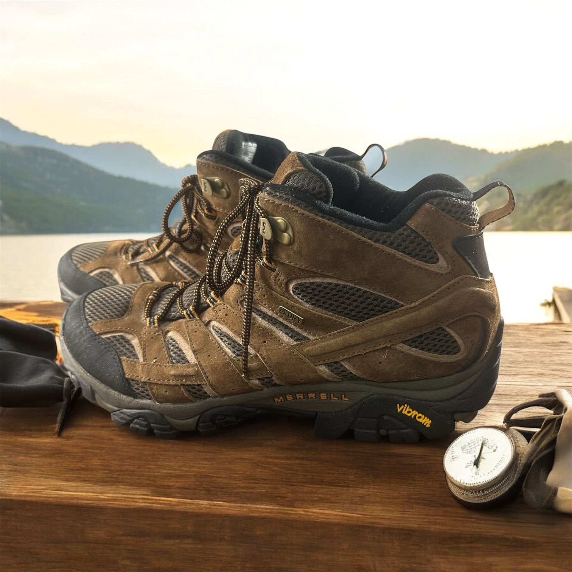 Men’s Merrell Moab 2 Mid Waterproof Hiking Boots — Size 13 (EU 48 / UK 12.5). Excellent used condition with minimal wear on soles and uppers. Durable