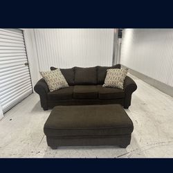 Comfy Brown Sofa Couch With Ottoman 🔥🔥🔥