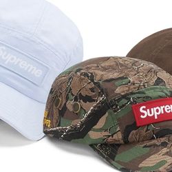 Brand New Supreme 5 Panel Hats Blue/ Camo