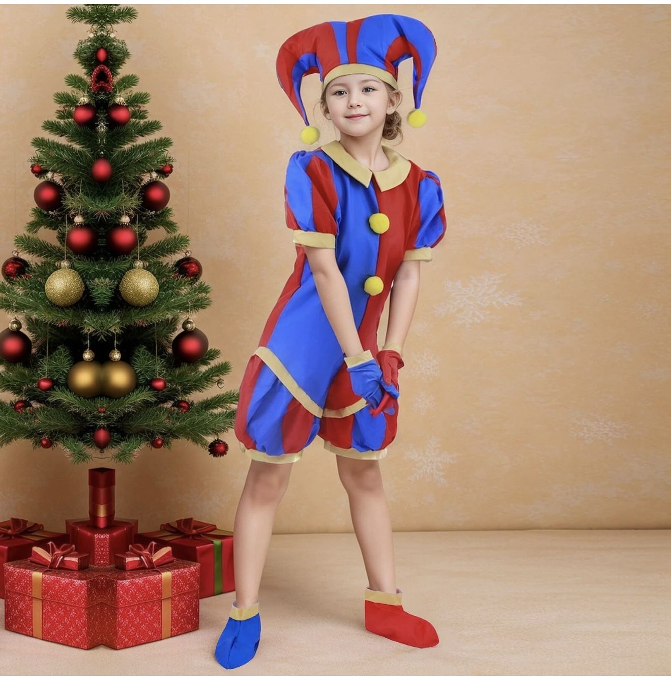 The Amazing Digital Circus Pomni Costume For Kids Cosplay Hat Glove Set Size 150 11-12 Youth
