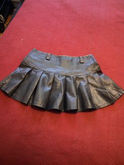 Black Faux Leather Pleated Mini Skirt