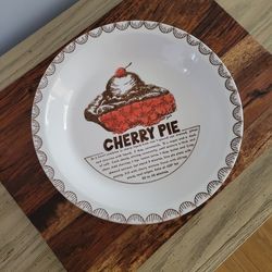 Ceramic Pie Pan with Cherry Pie Recipe