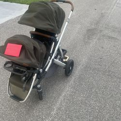 Uppababy vista V2 double stroller in Hazel (olive green)
