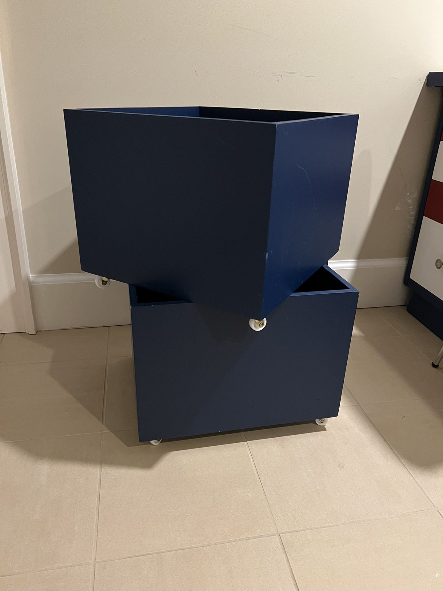 Pair of Wood Bins On Wheels