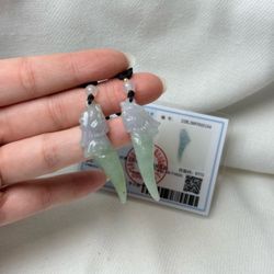 Carved Jade Dragon Pendant Necklaces Set of 2