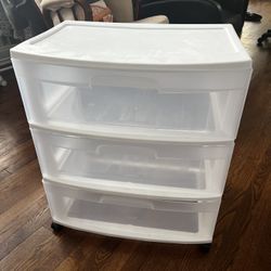 Wide 3-Drawer Cart, Clear Plastic Storage.