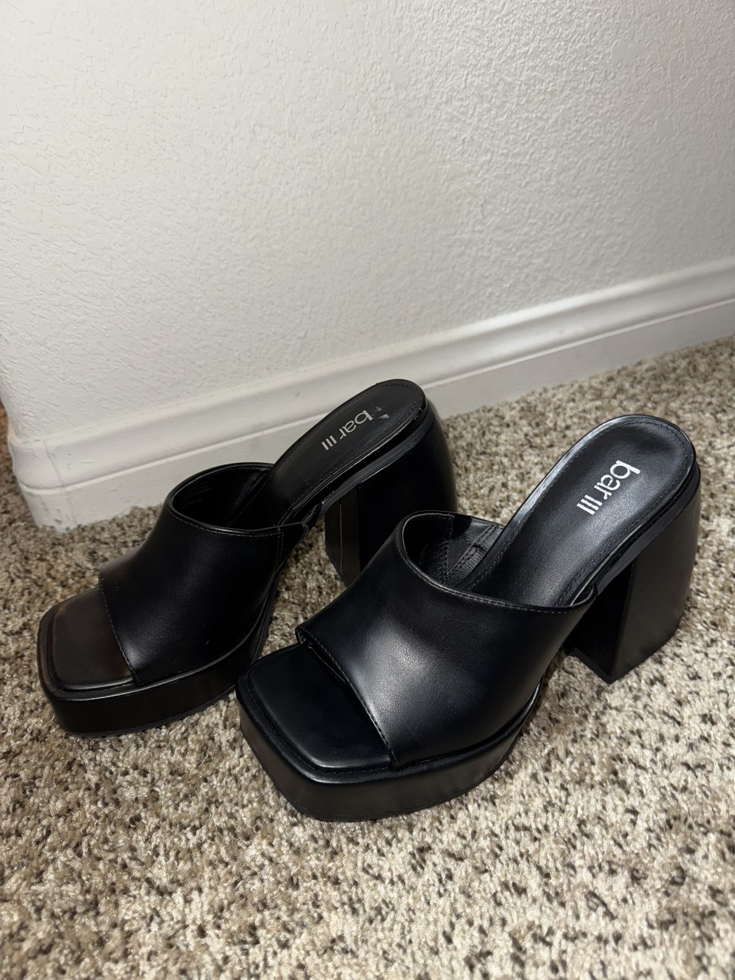 Black Heels Mules