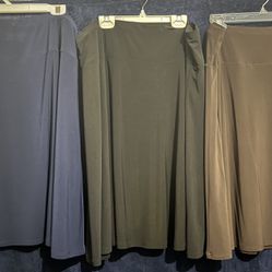 Lot Of 3 Susan Graver Skirts Size L Brown, Blue, Black Bundle