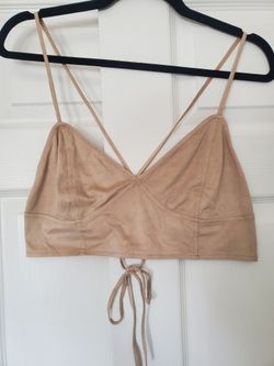 Kendall + Kylie Tan crop top, ties in back. Size L