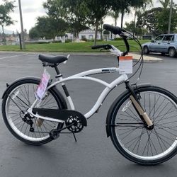 New 7 Speed 😎 Comfortable Beach Cruiser Men’s Bike College College Bicycle 26” Tires Standard Size Comfortable Beach Body Workout 