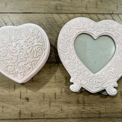 Heart Trinket Box and Picture Frame Set