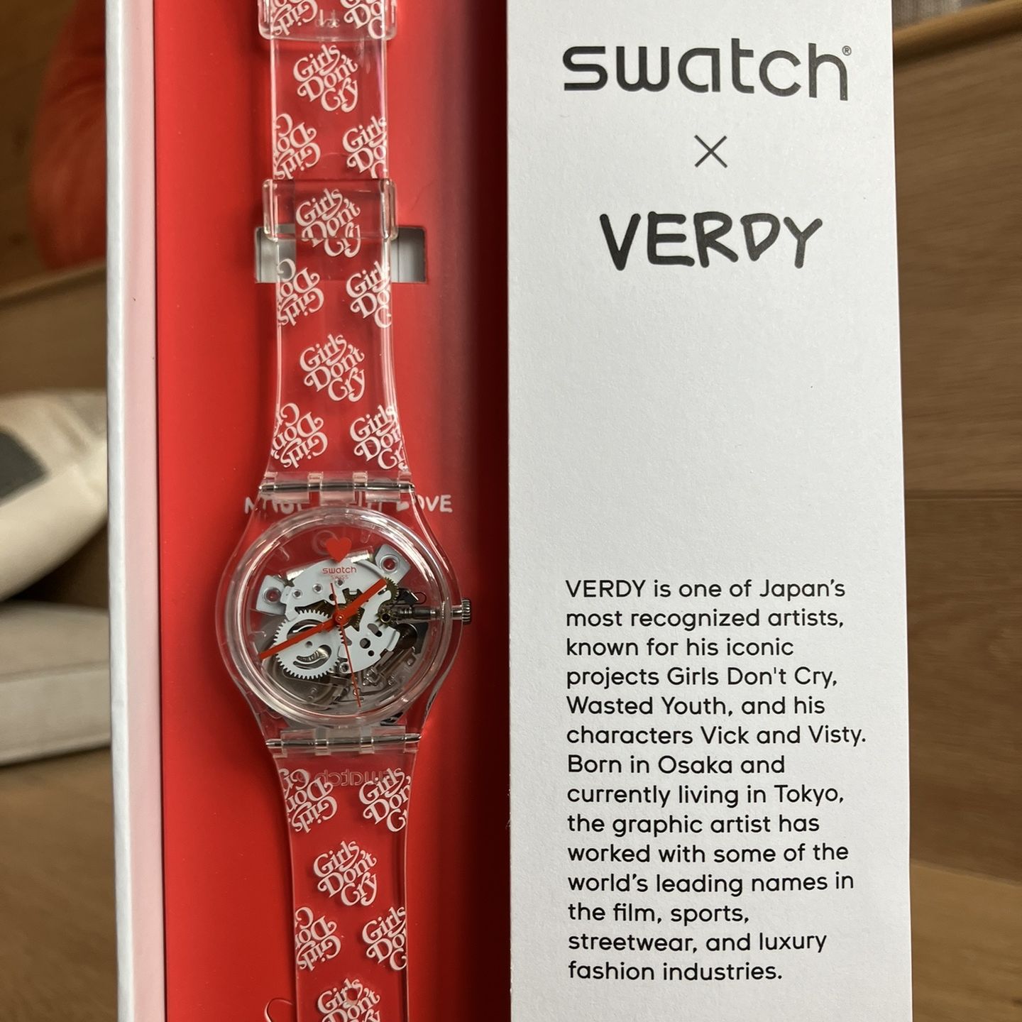 SWATCH x VERDY Collaboration “Girls Don't Cry” Watch New In Box