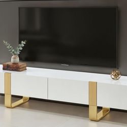 Brand New White & Gold 79 inch TV Stand