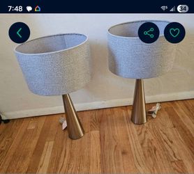 Table Lamps. 21.5"H Gray Shade 13". Excellent Condition 