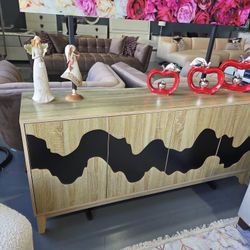 BUFFET TV STAND LIGHT BROWN BKACK 55x22